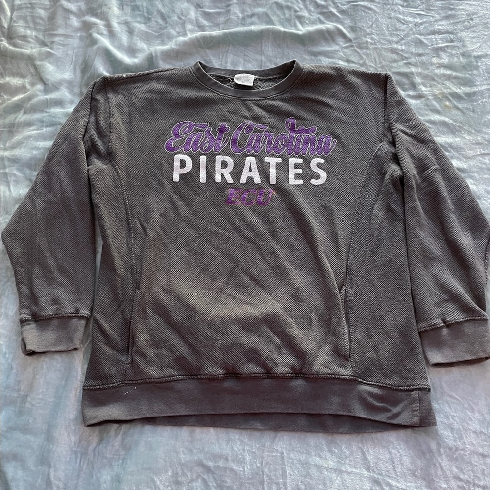 ECU Pirates Gray Knitted Crewneck
